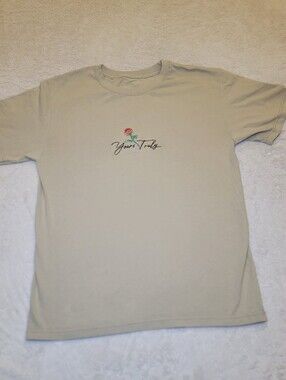 Yours Truly Clothing by Phora Men's Small Rose Graphic T-Shirt Tan Sand